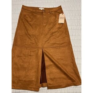 NWT Frye & Co Faux Suede Brown Pencil Skirt Size 10 Fall Western Midi Skirt